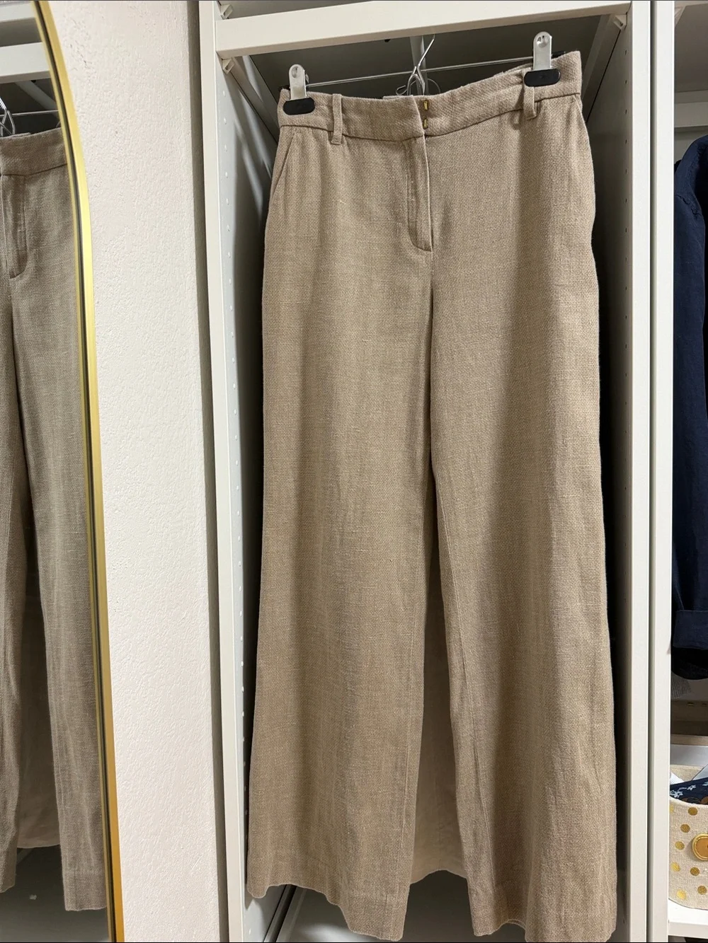 Massimo Dutti Neutral linen blend Trousers in Beige - Picture 1 of 5